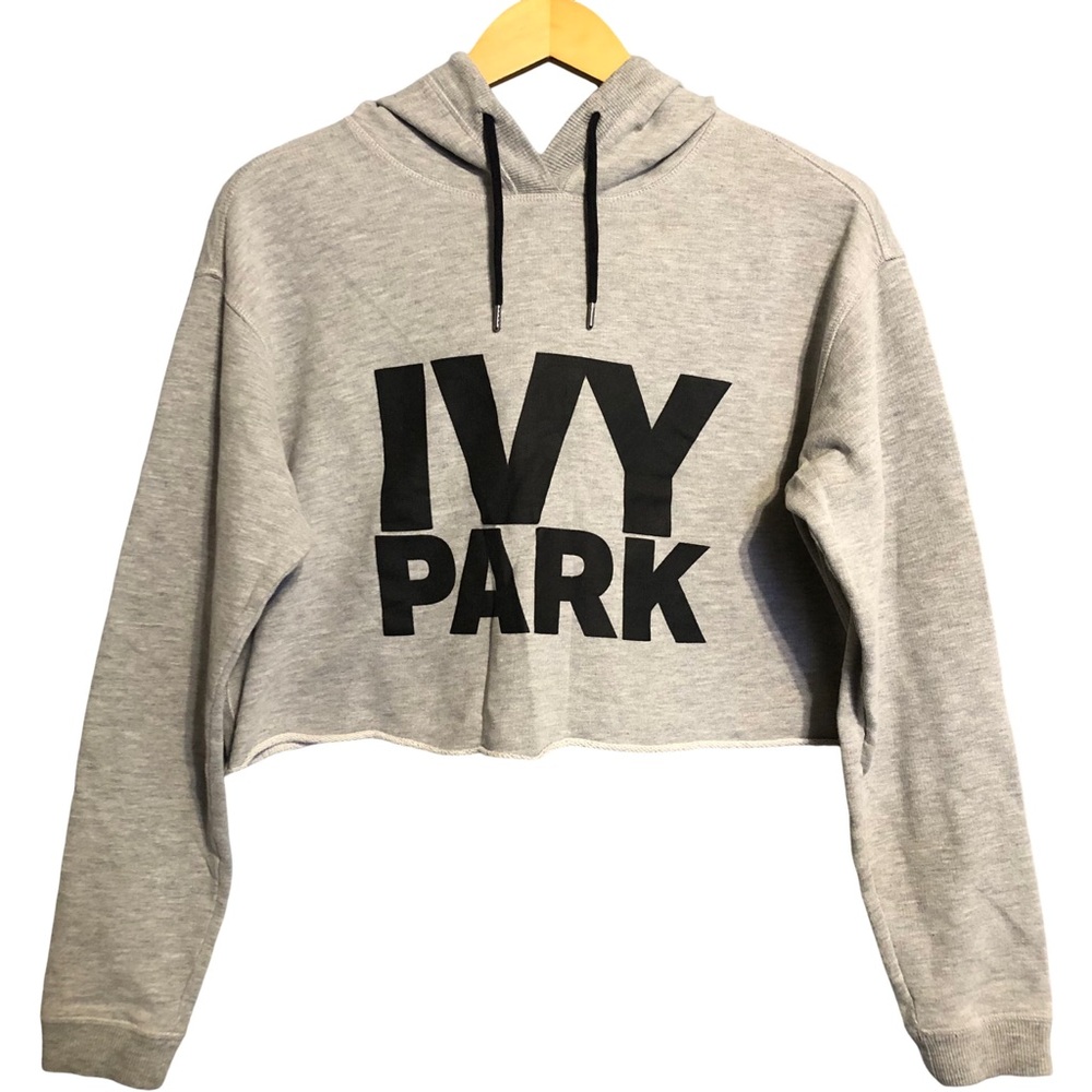IVY PARK Hoodie Womens XS Gray Cropped Fleece Beyonce Pullover Sweatshirt